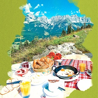 Snídaně na vrcholku hory 